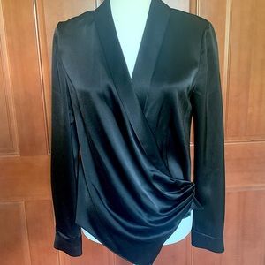 NWT - Alice + Olivia Satin Wrap Blouse - Size 6